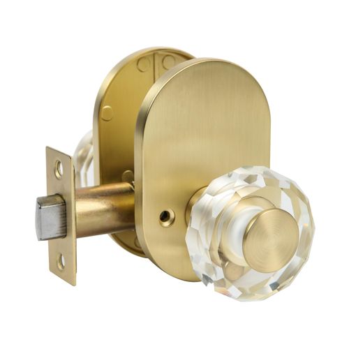 JESSTTI Gold Door Knob Interior,Privacy Door Knob for Bathroom and Bedroom, keyless Entry Door Lock,Anti-Lock Function, Round Clear Crystal Bathroom Door Knob with Lock, 1 Pack