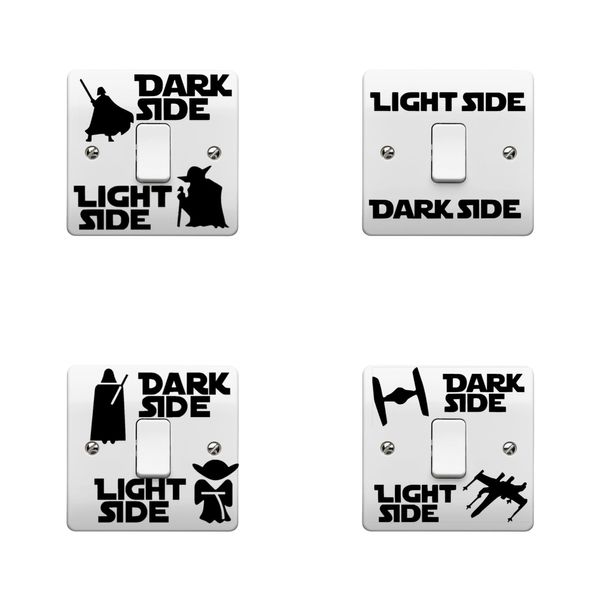 Pack of 4 Light Side Dark Side Light Switch Sticker - UK Made Quirky Home Decor - Gaming Wall Stickers - Cool Stuff Under 10 Pounds: Perfect Room Accessories for Men & Teenage Boys