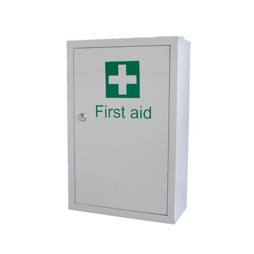 Sure Health Metal First Aid Cabinet - Lockable with Keys (46cm x 30cm x 14cm)