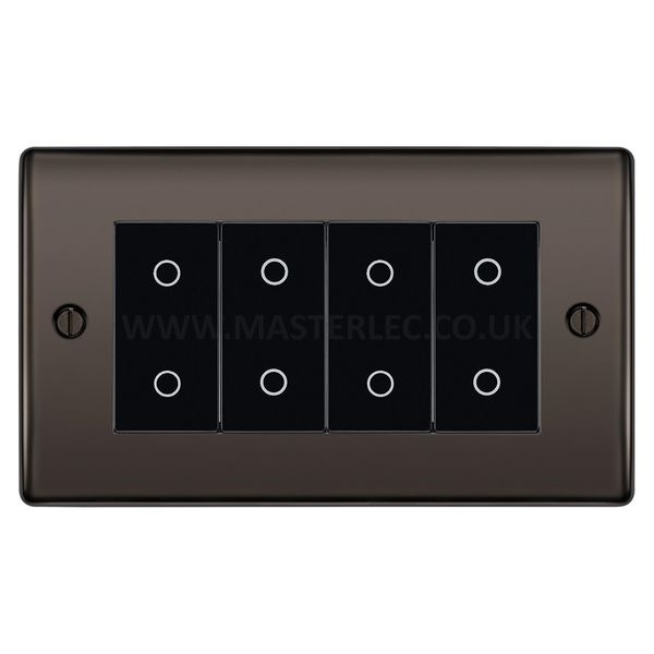 BG NBNTDM4B Black Nickel 4 Gang Quad Master Touch Dimmer Switch Black Inserts