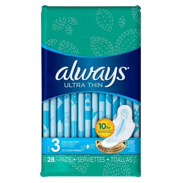 Always Pads Ultra Thin Size 3-28 Count Extra Long Super (2 Pack)