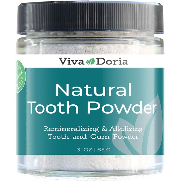 Viva Doria Natural Tooth Powder | Remineralizing Tooth Powder | Natural Teeth Whitening Powder | Toothpaste Power | Breath Freshener | Refreshing Mint Flavor | 3 Oz Glass Jar