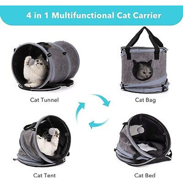 MewooFun 4 in 1 Cat Bed Foldable Tunnel Pet Travel Carrier Bag Toy Cat Bed