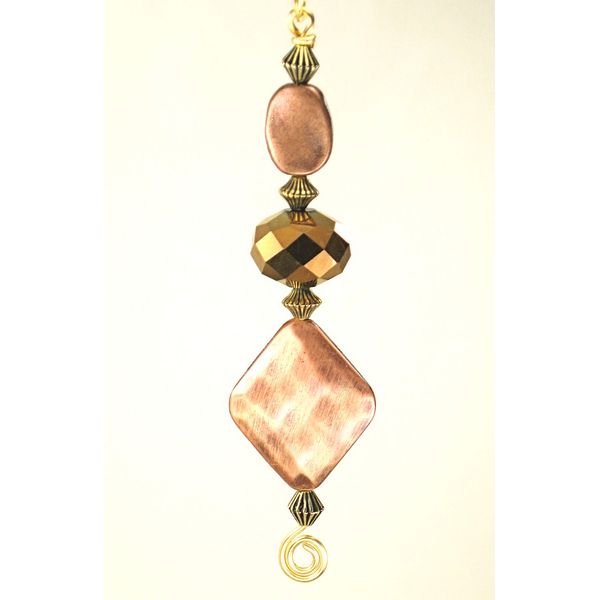 Coppery Diamond and Faceted Lampwork Glass Ceiling Fan / Light Pull