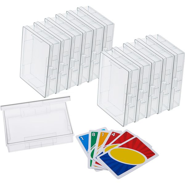 Skylety 12 Pcs Blank Playing Card Case, Clear Poker Card Box Snap Closed, Plastic Playing Game Card Storage Box Holder for Bank Card, Business Card, Suitable for 3.7x2.7 Inch Game Card