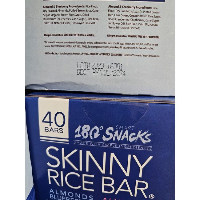 180 Snacks Skinny Rice Bar Variety 40 CT