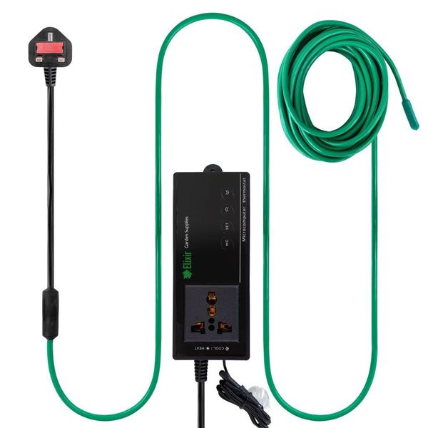 Elixir Gardens Low Energy Soil Warming Cables | 3m, 6m, 12m, 24m & 48m Lengths & Optional Thermostat for Heated Beds, Propagators, Seed Trays, Reptile Vivariums & Terrariums | 3m Cable & Thermostat