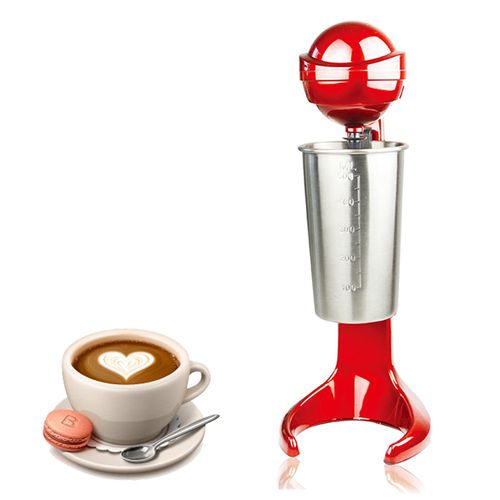 Mini Automatic Drink Cream Mixer Commercial Electric Smoothie Blender Stainless Steel, Electric Smoothie Ice Cream Maker for Commercial and Home(Red)