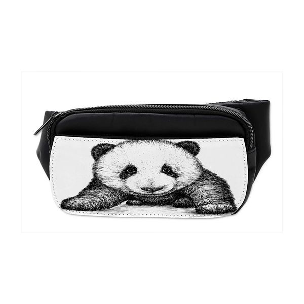 Ambesonne Animal Bumbag, Panda Bear Sketch, Fanny Pack Hip Waist Bag