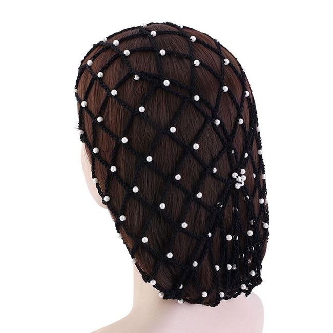 CHUYIX Snoods für Frauen Haarnetz Perle Häkelnetz Netz Haarnetz 1Pcs Perlenhaarnetz Schlafende Haarnetze Häkeln Haarnetz Dutt Netz Haarnetz Bun Frisurenhilfe Stoff Knotennetz für Frauen Mädchen