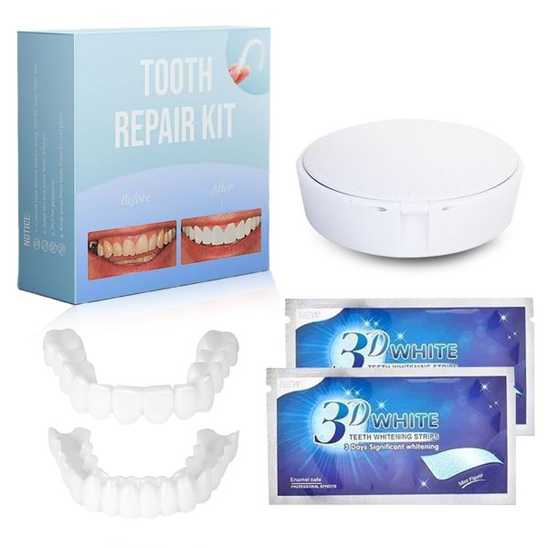 Tooth Replacement Kit, Replace a Missing Tooth in Minutes, Veneers for Temporary Tooth Repair, False Teeth,Teeth,Adjustable Snap Clip in Veneers Teeth,Snap on Veneers Teeth,Veneers Teeth