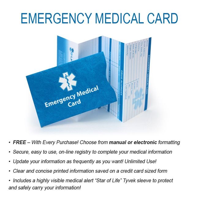Medical Alert Bracelet for Men and Women. Emergency Medical Card