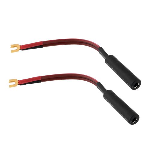 The Lord of the Tools 2pcs CESS-002S Spade Plug to 1/4 Inch TS Speaker Cable 6 inches Signal Adapter for Sound Systems Stage Amplifiers (Small Spade)