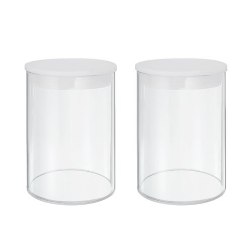 MECCANIXITY Transparent Plastic Storage Tubes, 2 3/4" x 4"(70x100mm) Polycarbonate Clear Rigid Round Storage Tubing with Black Lid, 2 Set