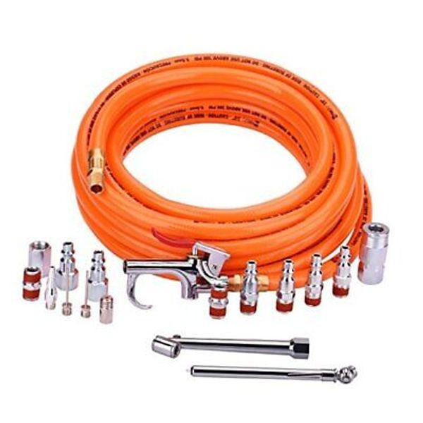 3/8" X 25ft PVC Air Compressor Hose Kit With 17 Piece Air Tool and Air