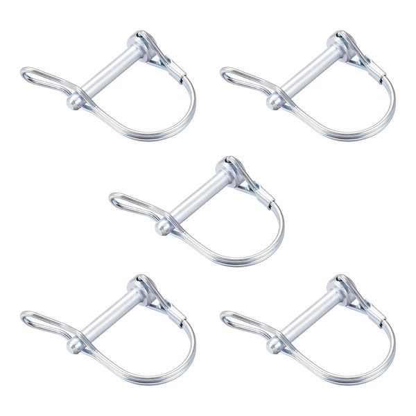 uxcell Lynch Pin with Ear Shaft Lock Pin Coupler Pin Trailer Wagon Lawn Garden Arch Round 6mm x 35mm Pack of 5