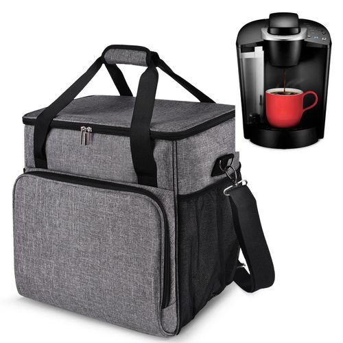 BAGLHER Coffee Maker Travel Bag Compatible with Keurig K-Classic、Keurig K-Elite、Keurig K-Compact or Other Accessories, Portable Coffee Maker Case with Shoulder Strap for Travel, Grey