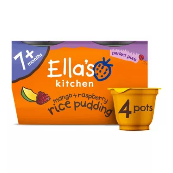 Ella's Kitchen Organic Rice Pudding Mango and Raspberry 80g 4s