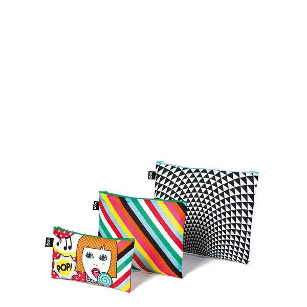 LOQI Pop Zip Pockets (Set of 3), Multicolor