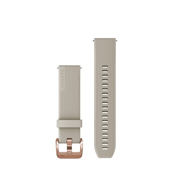 Garmin Quick Release 20 Watch Band, Light Sand Silicone with Rose Gold Hardware, (010-13114-02)