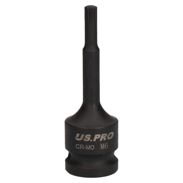 M6 x 78mm Spline Bit Triple Square Impacted Extra Long 1/2” Drive Male Socket