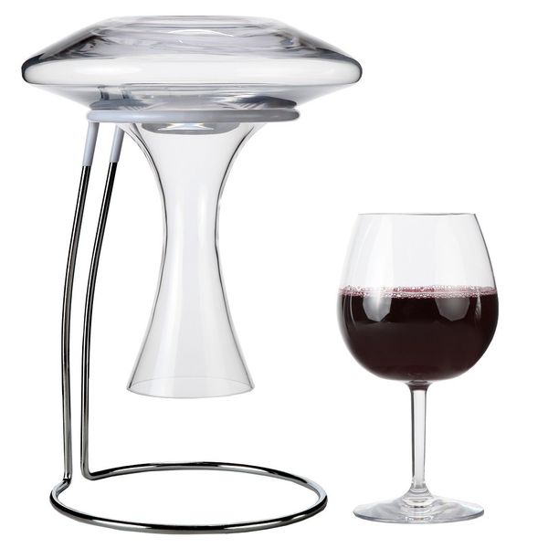 Lily's Home Wine Decanter Drying Stand with Rubber Coated Top to Prevent Scratches, Includes Cleaning Brush, For Standard Large Bottomed Wine Decanters, Decanter and Wine Glass NOT Included