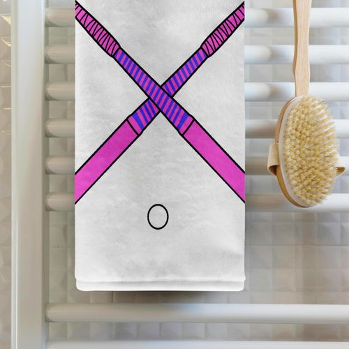 3D Rose Girls Womens Field Hockey Cross Sticks Pink Purple Design Hand/Sports Towel, 15 x 22, White