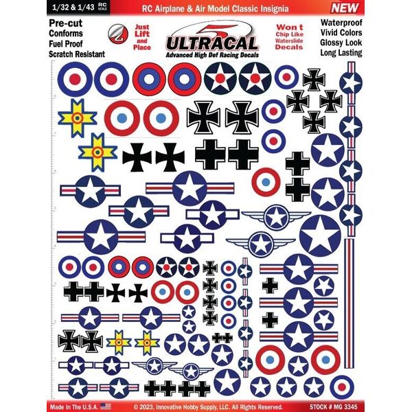 MG 3345  1/32 &  1/43 Custom RC Airplane and Air Model Classic Decals Ultra Cal