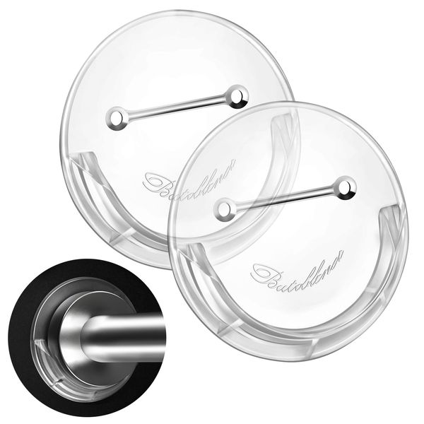 Shower Curtain Rod Holder for Wall,No-Drill Self-Adhesive Tension Rod Holder,Fits Shower Rod Under 1.97 Inches In Diameter,Holds up to 80 Pounds,Clear-ABS,2 Pack