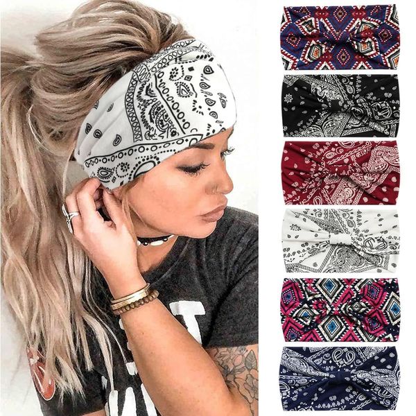 6PCS Headbands for Women Wide Boho Head Scarfs Non Slip Bandanas Hairbands Elastic Hair Accessories Knotted Turbans Head Wrap Adult (Devil)