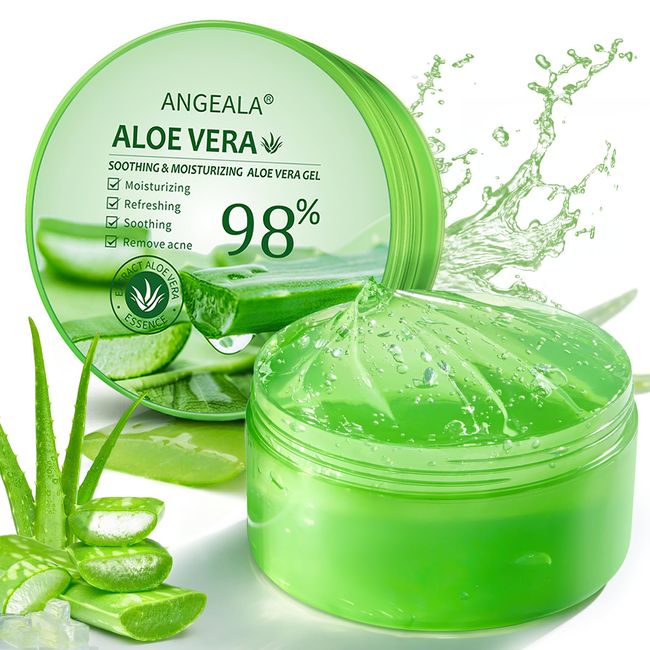 Aero Zen Organic Aloe Vera Gel for Face Made within 12 Hours of Harvest, 98% Pure Aloe Vera Gel for Skin, Scalp, & Hair, Soothing Aloe Face Moisturizer, Multipurpose Skin Care（10oz）