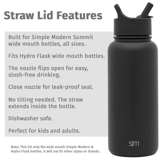 Simple Modern Reusable AS Plastic Classic Replacement Straw Lid with Straws