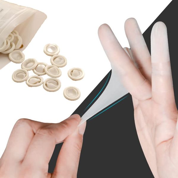 100Pcs Disposable Latex Finger Cots for Electronic Repair, Handmade Apply Medium Anti Static Rubber Fingertip Protective Finger CotsTips for Injured Finger,Cracked Finger,Sports