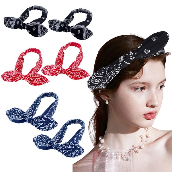 6 Stück Twist Bow Wired Stirnbänder, Vintage Hasenohr Stirnband, Draht Retro Stirnband Haarband, Yoga Kopf Wraps Sport Turban, Draht Biegbares Haarband, Headwrap für Mädchen und Frauen