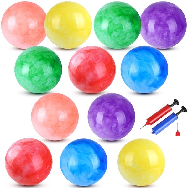 GCQJOQ 12 Pcs 9 Inch Marbleized Bouncy Balls Kick Balls Inflatable Sensory Balls for Beach School Playground Indoor/Outdoor Play Balls