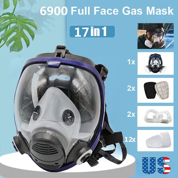 6900 Facepiece Large Respirator 17in1 Full Face Gas Mask For Painting Spraying