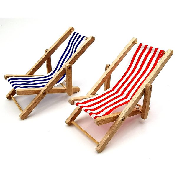 SXFSE Dollhouse Decoration, Mini Wooden Folding Beach Sunbath Chair Longue Deck Chair Craft Dollhouse Accessories