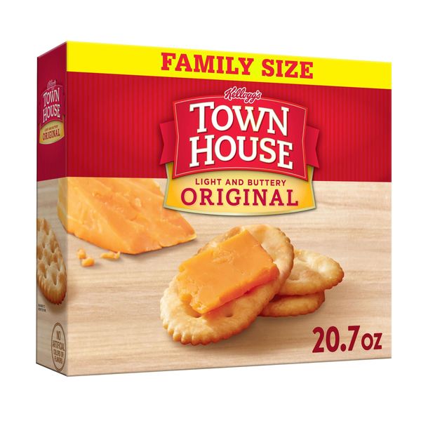 Town House Oven Baked Crackers, Lunch Snacks, Snack Crackers, Family Size, Original, 20.7oz Box (1 Box)