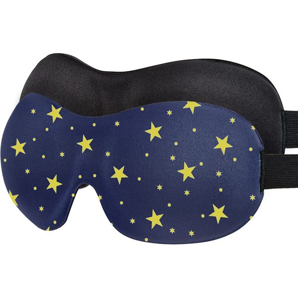 AMAZKER Sleep Mask Invisible Alar Deep Orbit 3D Eye Mask Ultra Lightweight & Comfortable Sleeping Mask for Travel, Nap Shift Works Black&Star