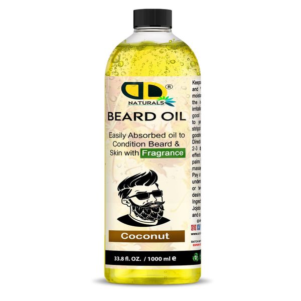 Coconut Beard Essential Oil | Beard Care for Men | Softens, Hydrate & Conditions Facial Hair | Promotes Growth, Reduces Dryness & Itching, Enhances Shine and Appearance (1000ml Cap)