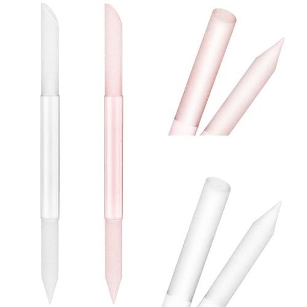 Sibba Glass Cuticle Pusher Cuticle Remover Tools 2 Piece Double Sided Cuticle Trimmer Manicure Stick Professional Precision Filing Polishing Surface Nail Salon Set Women Girls Home Use Clear Pink