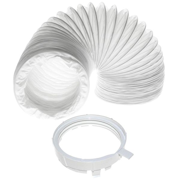 SPARES2GO 2m Vent Hose + Adapter/Connector Ring for AEG Tumble Dryer