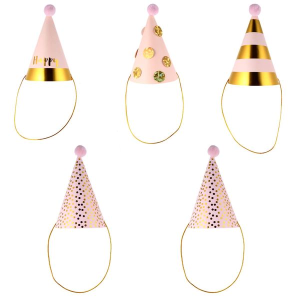 BESTOYARD Birthday Hat Triangle Hat Party Cone Hat Birthday Cap Costume Hat Birthday Hat Crown Birthday Celebration Photo Tool Decoration Party Supplies Set of 5