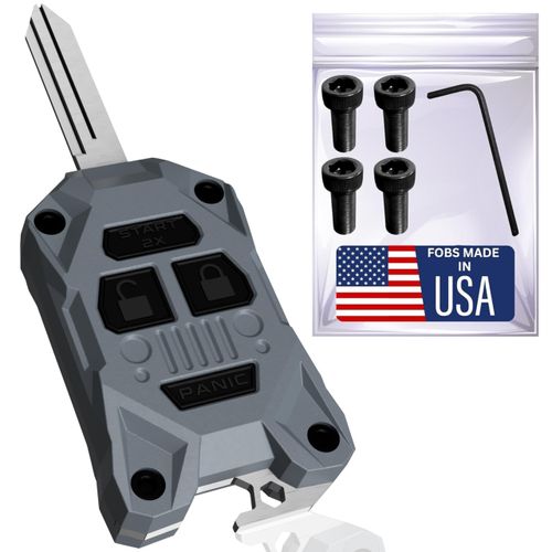 Rugged Replacement Key Fob Shell for Jeep - Built-in Bottle Opener - High-Impact PC+ABS Housing - Made in USA - Also Fits Chrysler and Dodge Models 2005–2018