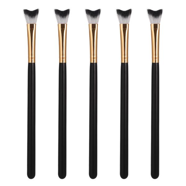 5pcs Curved Lash Shampoo Brushes, Eyelash Extension Cleansing Brush Lash Brush Cleaner Soft Makeup Removal Lash Cleansing Brushes for Home Salon Facial Cleansing Brush (Black)