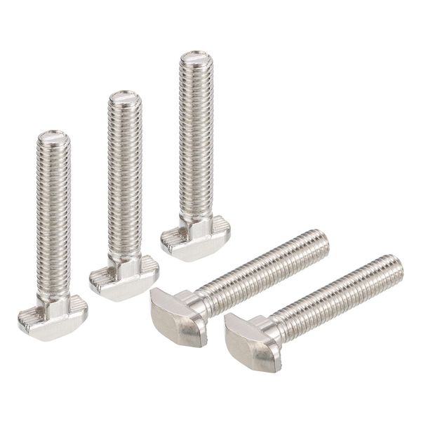 sourcing map M8x45mm T Slot Drop-in Bolt, 15pcs Hammer Head T-Bolt T Shape Stud Sliding Screw for European Standard 40 Series Aluminum Profile