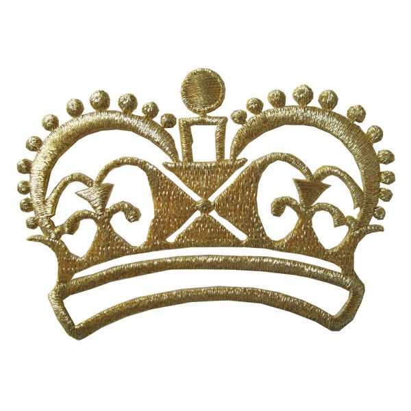 ETDesign #E02401 Gold Royal Crown Embroidery Iron On Applique Patch-3.25" by 2"