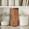 Acacia Wood Salt Pepper Shaker Set Cellar 3 piece Stacking Spice Box