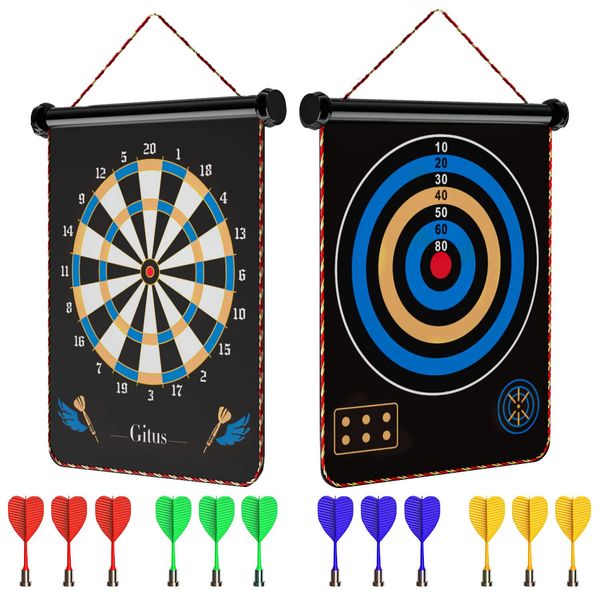 Gitus Magnetic Dart Board Indoor Outdoor Games for Kids with 12 Darts, Gifts for Teenage Boys Teen Boys Gift Ideas Gifts for Boys 8 9 10 11 12 13 14 Years Old Game Room Decor