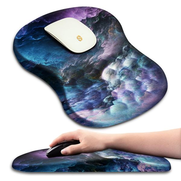 Ergonomic Mouse Pad with Wrist Rest Support, Massage Design Mouse pad Relief Carpal Tunnel Pain, Entire Memory Foam Non-Slip Mouse Pad, Computer Mouse Pads for Wireless Mouse Pad, Dazzling Galaxy